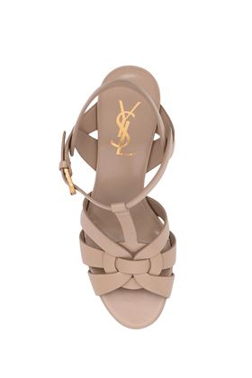 Beige calf leather Tribute 105mm platform sandals Saint Laurent | 315490AAAAH2721